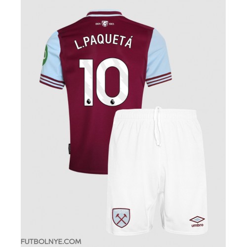 Camiseta West Ham United Lucas Paqueta #10 Primera Equipación para niños 2024-25 manga corta (+ pantalones cortos)